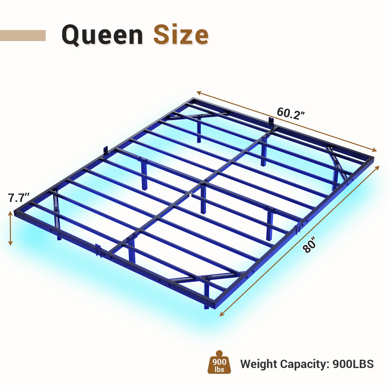 Hasuit Floating Bed Frame Queen Size with LED Lights, Metal Platform Queen Bed, No Box Spring Needed, Easy to Assemble (Queen)