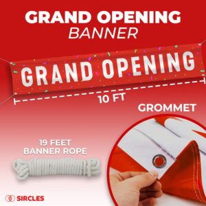 SIRCLES Grand Opening Ribbon Cutting Ceremony Kit - 25" Giant Scissors, 5yd of 4" Wide Ribbon, 10ft Banner, 8 Red & 8 White Balloons, 19 ft Banner Rope, 2 Rolls Balloon Ribbon - Grand Opening Kit