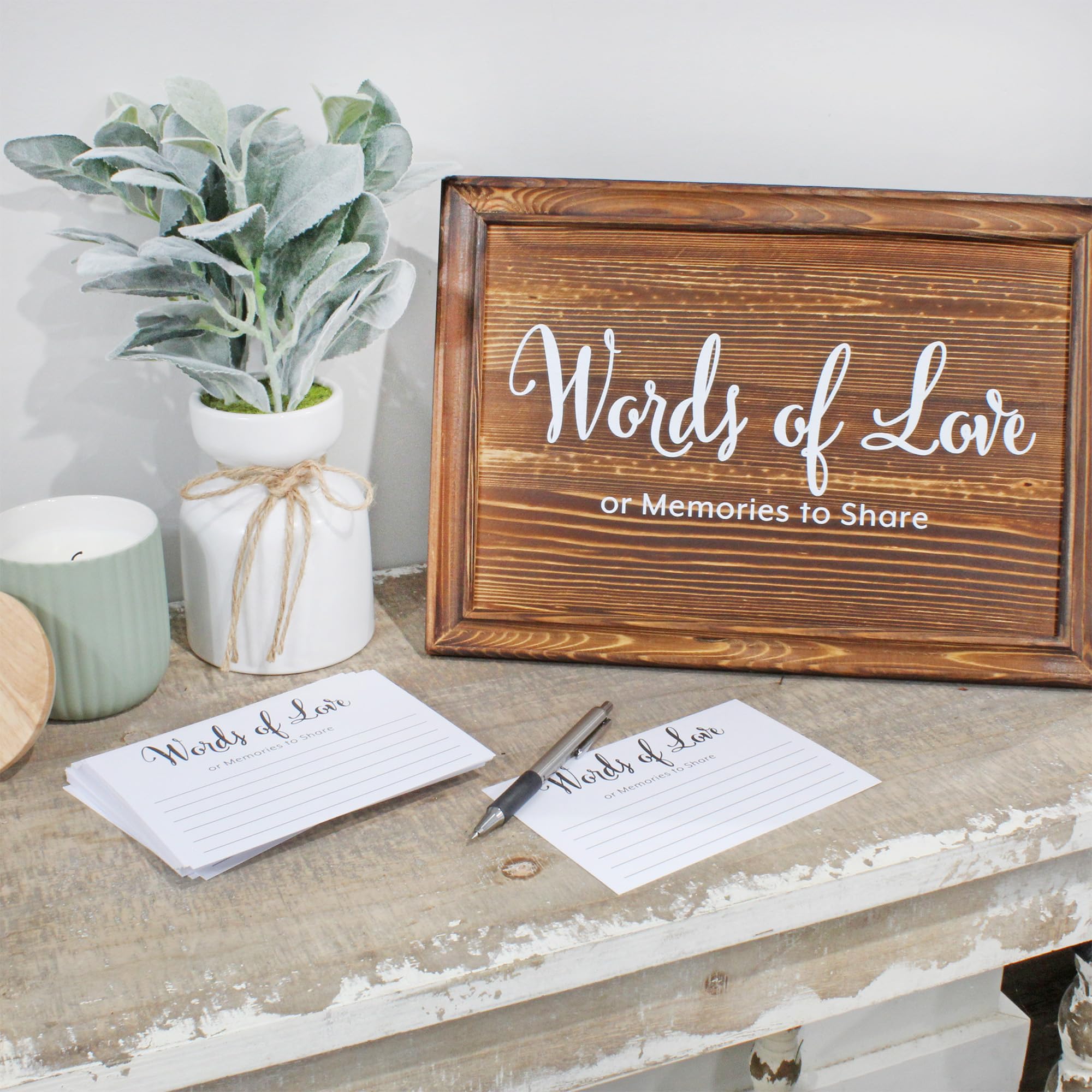 Darware Wedding Guest Book Alternative: Wood Words of Love Wedding Sign w/ Note Cards for Receptions, Showers, Bereavement and Graduation