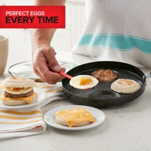 Modern Innovations 4-Cup Nonstick Egg Frying Pan with Lid, Fried Egg Pan, Omelette Pan, Mini Pancake Pan for Stove Top Gas & Electric, Small Egg Skillet, Breakfast Sandwich Maker