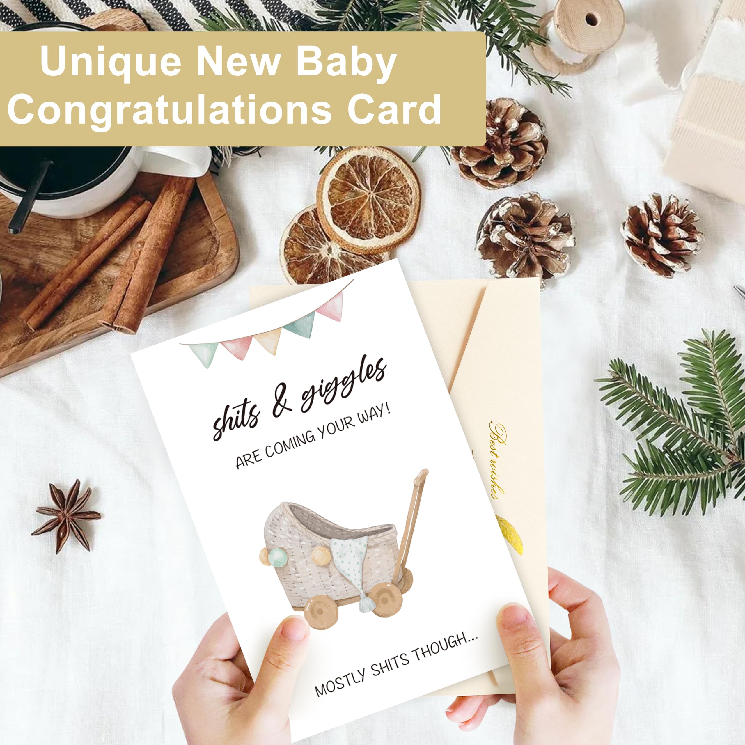 Mulbozy Adorable New Baby Congrats Card, Funny Baby Shower Card Gift for Mom, Cute Baby Shower Card for Boy, Girl