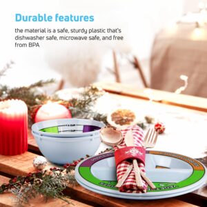 Portion Control Bariatric Plates and Bowls Set of 2 (4pcs Total) - Self-Measuring Plates and Bowls for Weight Loss, Gastric Bypass Surgery, LapBand, Diabetes and Healthier Diets, for Adults & Children