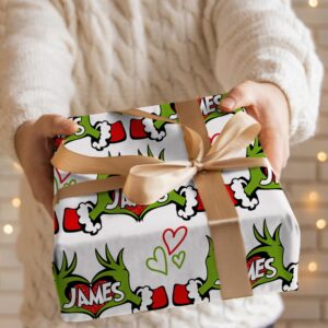 YESCUSTOM Personalized Name Wrapping Paper, 58"x23" Custom Christmas Wrapping Paper Rolls, Christmas Gift Wrap for Him Her Boys Girls Mom Dad