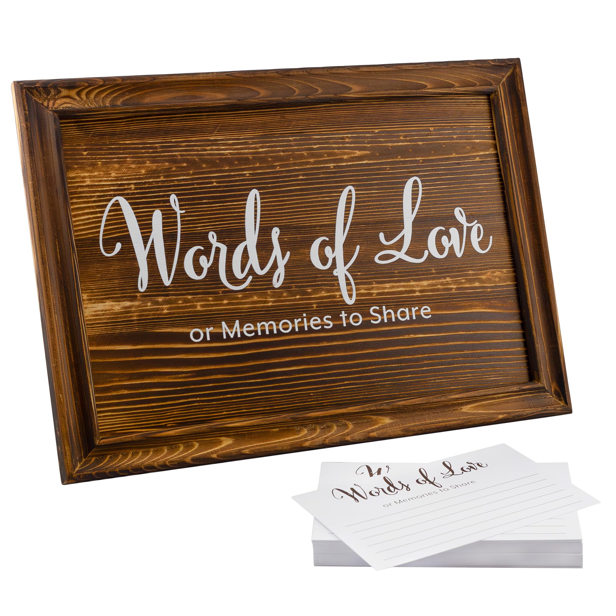 Darware Wedding Guest Book Alternative: Wood Words of Love Wedding Sign w/ Note Cards for Receptions, Showers, Bereavement and Graduation