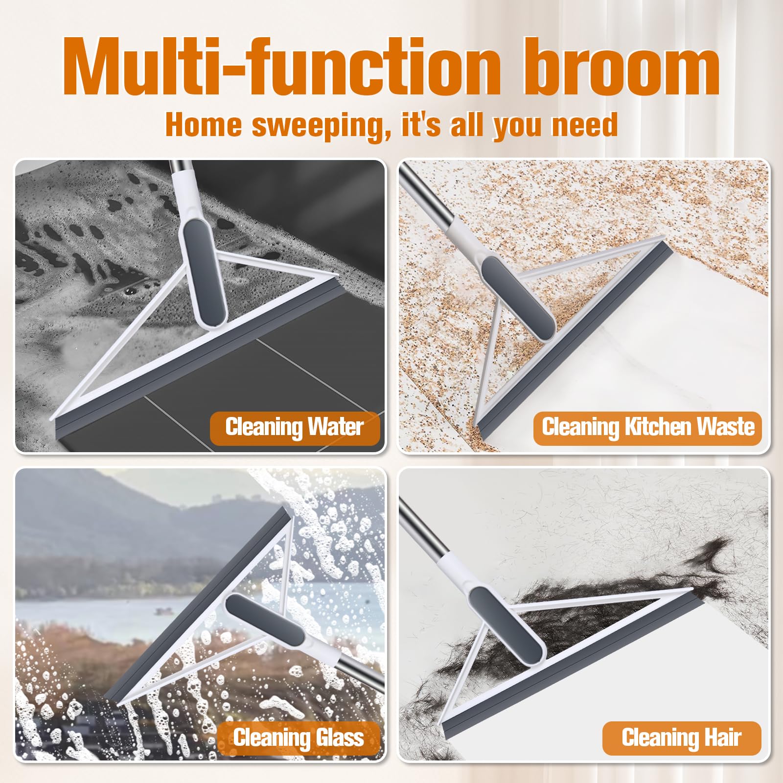 Multifunction Magic Broom,Squeegee Broom for Floor Silicone Broom for Bathroom, Window, Kitchen, Tile Cleaning Rubber Broom for Pet Hair