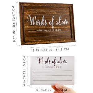 Darware Wedding Guest Book Alternative: Wood Words of Love Wedding Sign w/ Note Cards for Receptions, Showers, Bereavement and Graduation