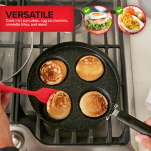 Modern Innovations 4-Cup Nonstick Egg Frying Pan with Lid, Fried Egg Pan, Omelette Pan, Mini Pancake Pan for Stove Top Gas & Electric, Small Egg Skillet, Breakfast Sandwich Maker