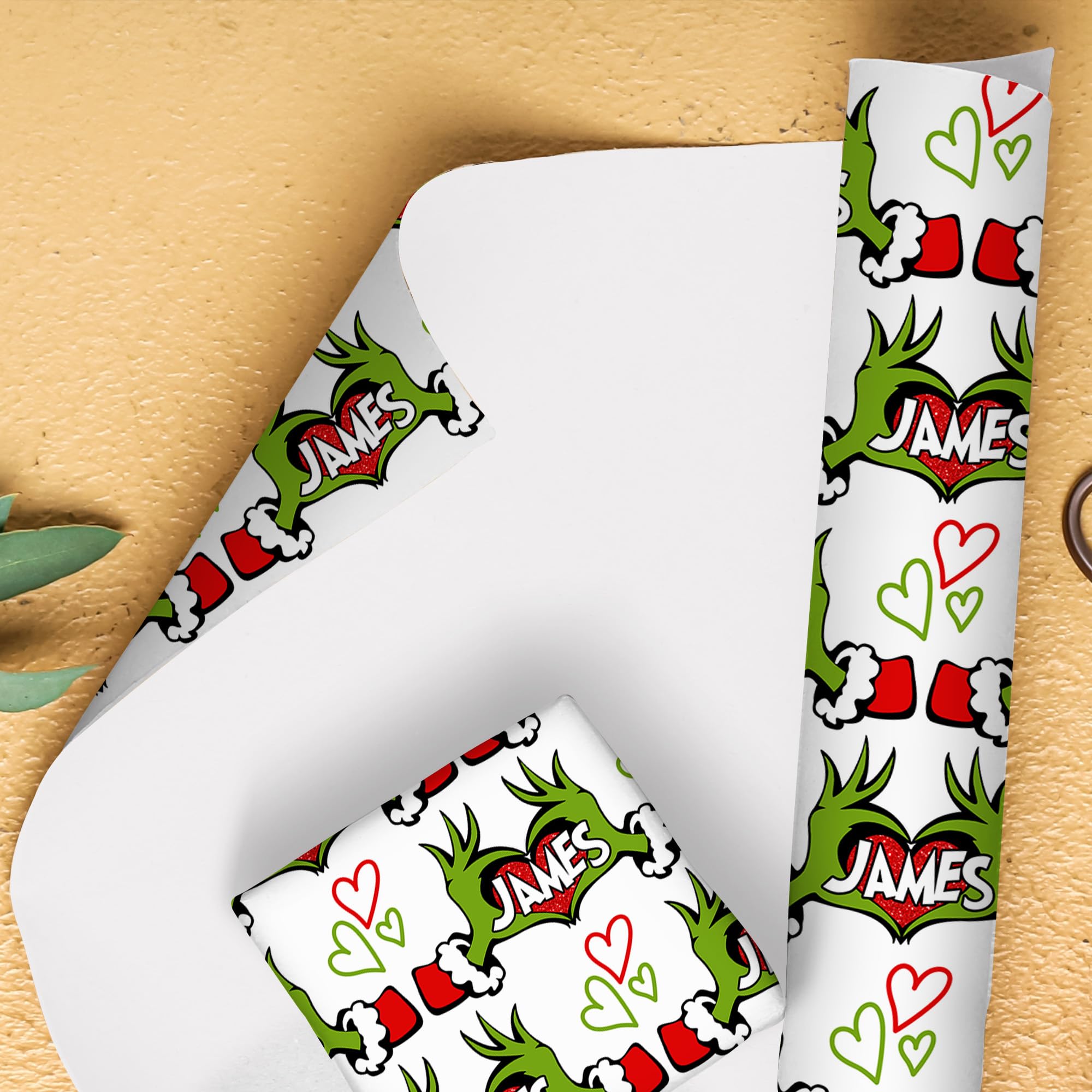 YESCUSTOM Personalized Name Wrapping Paper, 58"x23" Custom Christmas Wrapping Paper Rolls, Christmas Gift Wrap for Him Her Boys Girls Mom Dad