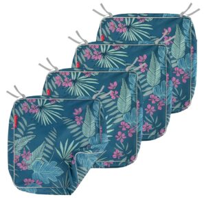 porch shield outdoor cushion slipcovers patio chair seat cushion covers set 4 waterproof fade resistant 20 x 18 x 4 inch, palm leaf