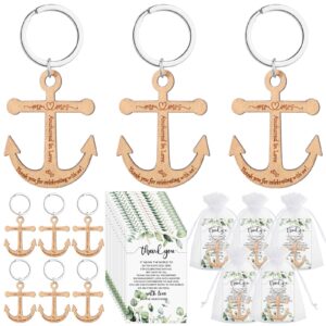 menkxi 50 sets wedding favors for guests bulk 50 wooden anchor keychains 50 wedding thank you cards 50 organza bags anchored in love nautical wedding party favors bridal shower return gifts