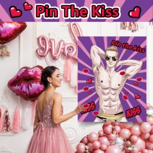 Bridal Shower Games Pin The Kiss On The Hunk, Girls Night Bachelorette Party Games 56 Guest