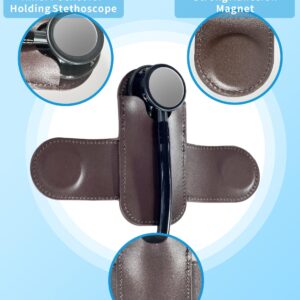 CaseLeather Stethoscope Holder, Genuine Top-Grain Leather | Strong & Durable | Magnetic Closure - Easy Access | for Doctors, Nurses, Adult, Dual Head (Brown)