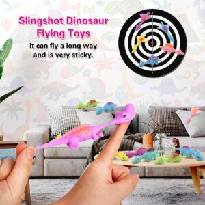 20 Pcs Slingshot Dinosaur Finger Toys, Party Favors for Kids Sticky Rubber Dino Flying Catapult Fidget Toys for Boys Girls Birthday Goodie Bag Easter Basket Stuffers Valentines Xmas Gifts