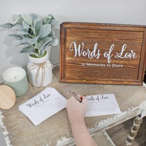 Darware Wedding Guest Book Alternative: Wood Words of Love Wedding Sign w/ Note Cards for Receptions, Showers, Bereavement and Graduation