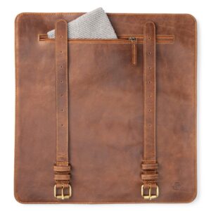 Angus Stoke knife roll bag, genuine buffalo leather - chef's knife bag with 7 slots + extra accessories bag Soeren (Mahogany)