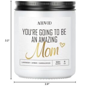 AOOVOO New Mom Gifts - Inspirational Pregnancy Gifts for Expecting Mom, Mother Day Candle Gifts, New Mom Candle Gift, Mom Birthday Gifts, Lavender Scented Candle, 9 oz Soy Wax