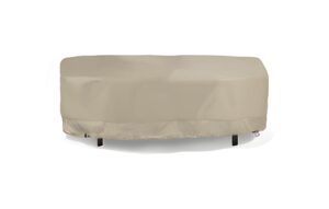 eevelle meridian patio rectangular table cover with marine grade fabric - outdoor table cover - furniture set covers for dining table - easy to install - (25"h x 112"l x 68"w, khaki)