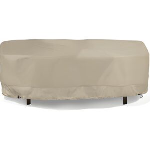 Eevelle Meridian Patio Rectangular Table Cover with Marine Grade Fabric - Outdoor Table Cover - Furniture Set Covers for Dining Table - Easy to Install - (25"H x 112"L x 68"W, Khaki)