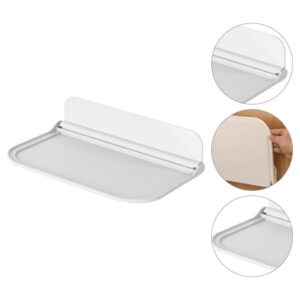 MAGICLULU Wall Mounted Folding Shelf Adhesive Plastic Bathroom Wall Shelf 90° Fold Up Small Wall Hanging Shelf Board for Bedside Toilet Room (L)