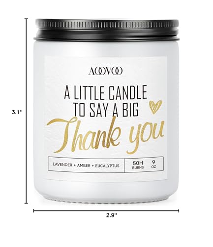 AOOVOO Candle - 9oz Soy Wax Candle, Lavender Scent - Thank You Gift for Women, Men, Mom, Coworkers, Nurse, Clients - Employee, Teacher, Boss Appreciation