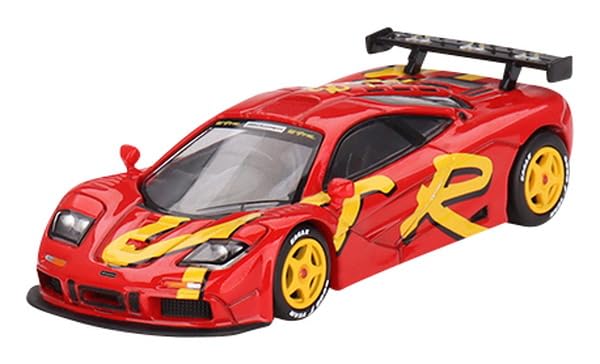 True Scale Miniatures McLaren F1 GTR Red with Yellow Graphics 1996 Presentation Limited Edition to 5040 Pieces Worldwide 1/64 Diecast Model Car