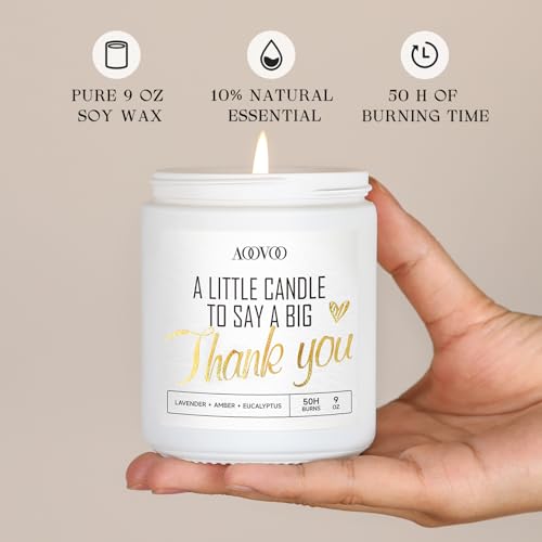 AOOVOO Candle - 9oz Soy Wax Candle, Lavender Scent - Thank You Gift for Women, Men, Mom, Coworkers, Nurse, Clients - Employee, Teacher, Boss Appreciation