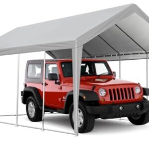 ACONEE Carport 13×25 FT Heavy Duty Car Canopy with Ventilated Windows, Removable Sidewalls & Zipper Doors, Portable Garage Boat Shelter Tent Outdoor, Waterproof All-Season Tarp for SUV, Car, Truck