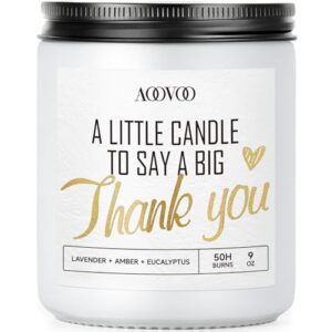 aoovoo candle - 9oz soy wax candle, lavender scent - thank you gift for women, men, mom, coworkers, nurse, clients - employee, teacher, boss appreciation