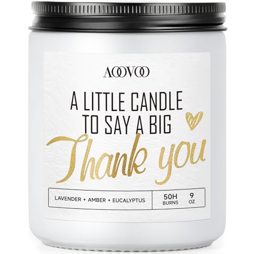 AOOVOO Candle - 9oz Soy Wax Candle, Lavender Scent - Thank You Gift for Women, Men, Mom, Coworkers, Nurse, Clients - Employee, Teacher, Boss Appreciation