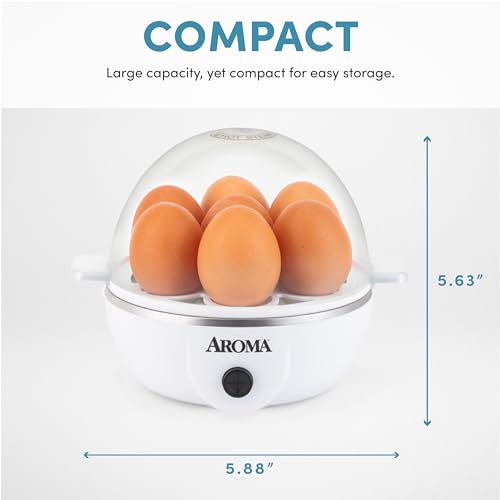 AROMA® Overly Easy Egg Cooker, Steamer, and Electric Egg Poacher | XL Capacity Egg Steamer Fits 7 Eggs