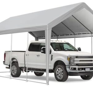 ACONEE Carport 13×25 FT Heavy Duty Car Canopy with Ventilated Windows, Removable Sidewalls & Zipper Doors, Portable Garage Boat Shelter Tent Outdoor, Waterproof All-Season Tarp for SUV, Car, Truck