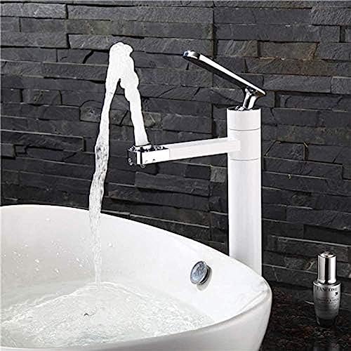 Kitchen Taps Kitchen Tap Faucet White Spray Painting Bath Sink Faucet Bathroom Cold and Hot Faucet Crane with 360 Rotating Aerator