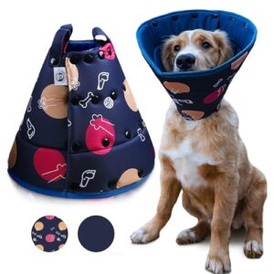 ejona's furryfamily - comfy adjustable dog & cat cone - soft dog cone collar alternative after surgery large, medium, small - dog recovery collar, m