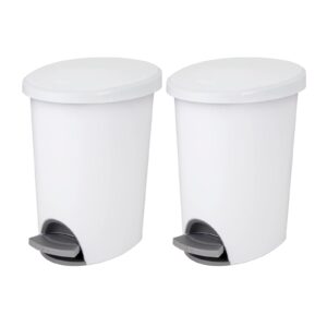 mezhi 2.6 gallon ultra step on wastebasket with lid and base, 2 pack