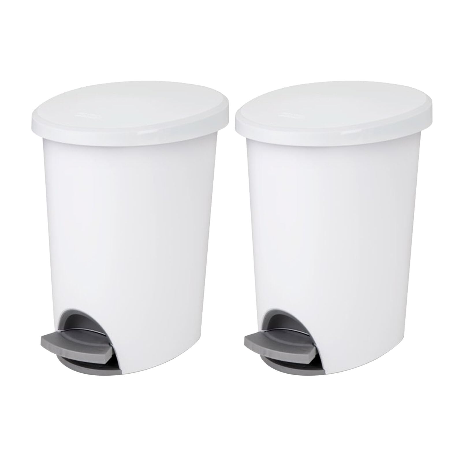 MEZHI 2.6 Gallon Ultra Step On Wastebasket with Lid and Base, 2 Pack