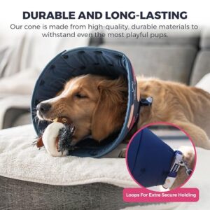 Ejona's furryfamily - Comfy Adjustable Dog & Cat Cone - Soft Dog Cone Collar Alternative After Surgery Large, Medium, Small - Dog Recovery Collar, M