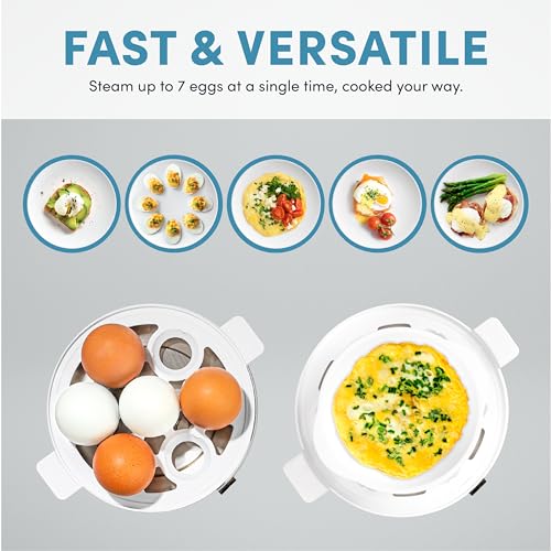 AROMA® Overly Easy Egg Cooker, Steamer, and Electric Egg Poacher | XL Capacity Egg Steamer Fits 7 Eggs