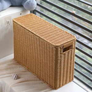 OSALADI Narrow and Tall Storage Box with Lid Book Baskets Narrow Holder Sundries Organizer Toy Baskets Basket with Lid Weave Sundries Basket Plastic File Rack To Weave