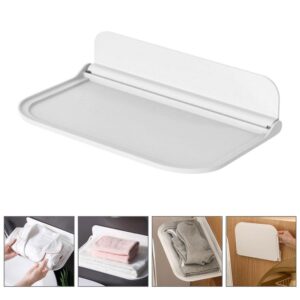 MAGICLULU Wall Mounted Folding Shelf Adhesive Plastic Bathroom Wall Shelf 90° Fold Up Small Wall Hanging Shelf Board for Bedside Toilet Room (L)