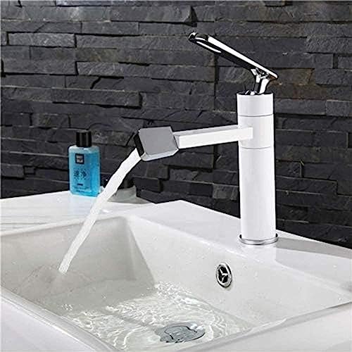 Kitchen Taps Kitchen Tap Faucet White Spray Painting Bath Sink Faucet Bathroom Cold and Hot Faucet Crane with 360 Rotating Aerator