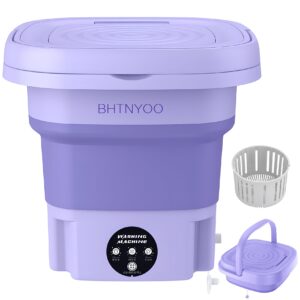 portable washing machine,bhtnyoo mini washers dryers baby clothing,underweal,socks, small clothes moving folding washers with drying basket,for apartments, dormitories touch control(purple 8l)