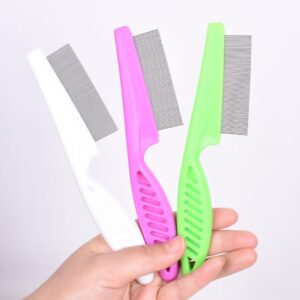 6 Pcs Flea Comb For Cats,Stainless Steel Dog Cat Grooming Combs with Rounded Teeth,Multifunctional Pet Lice Comb Tear Stain Removal,Pet Comb for Detangling and Dematting Face & Paws