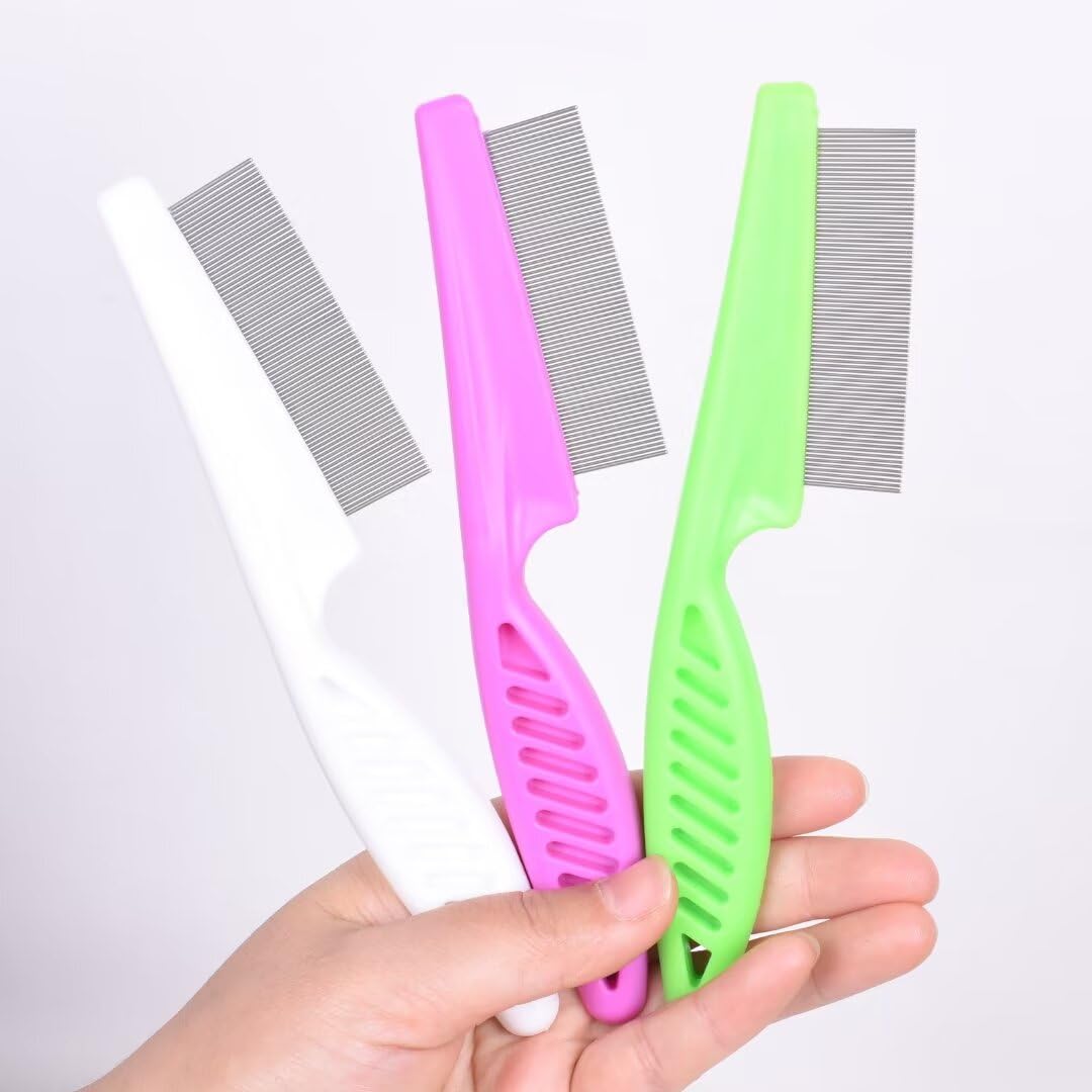 6 Pcs Flea Comb For Cats,Stainless Steel Dog Cat Grooming Combs with Rounded Teeth,Multifunctional Pet Lice Comb Tear Stain Removal,Pet Comb for Detangling and Dematting Face & Paws