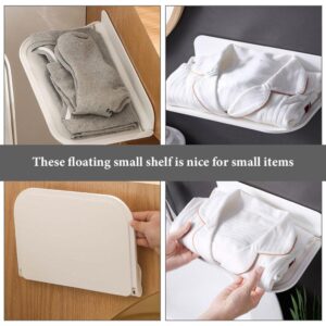 MAGICLULU Wall Mounted Folding Shelf Adhesive Plastic Bathroom Wall Shelf 90° Fold Up Small Wall Hanging Shelf Board for Bedside Toilet Room (L)