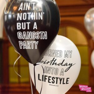 BADASS BALLOONS Hip Hop Birthday Balloons (Ain't Nothing Gangsta Party Balloons) | Balloons For Birthday Party | Biodegradable Balloons|Bachelor Party Balloons|Funny Happy Birthday Balloons-12 Pack