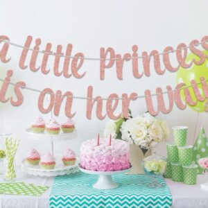 A Little Princess Is on Her Way Banner, Princess Themed Baby Shower Decorations, Crown Welcome Baby Party Decor, Baby Girl 1st Birthday Party Supplies Rose Gold & Gold