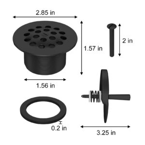 Tub Drain Linkage Assembly with Trip Lever and Strainer Done Cover, Trip Lever Overflow Faceplate Trim Kit with Screws, Fit for Trip Lever Bath Tub Waste and Overflow Drain(Matt Black)