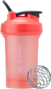 blenderbottle classic v2 shaker bottle perfect for protein shakes and pre workout, 20-ounce, coral