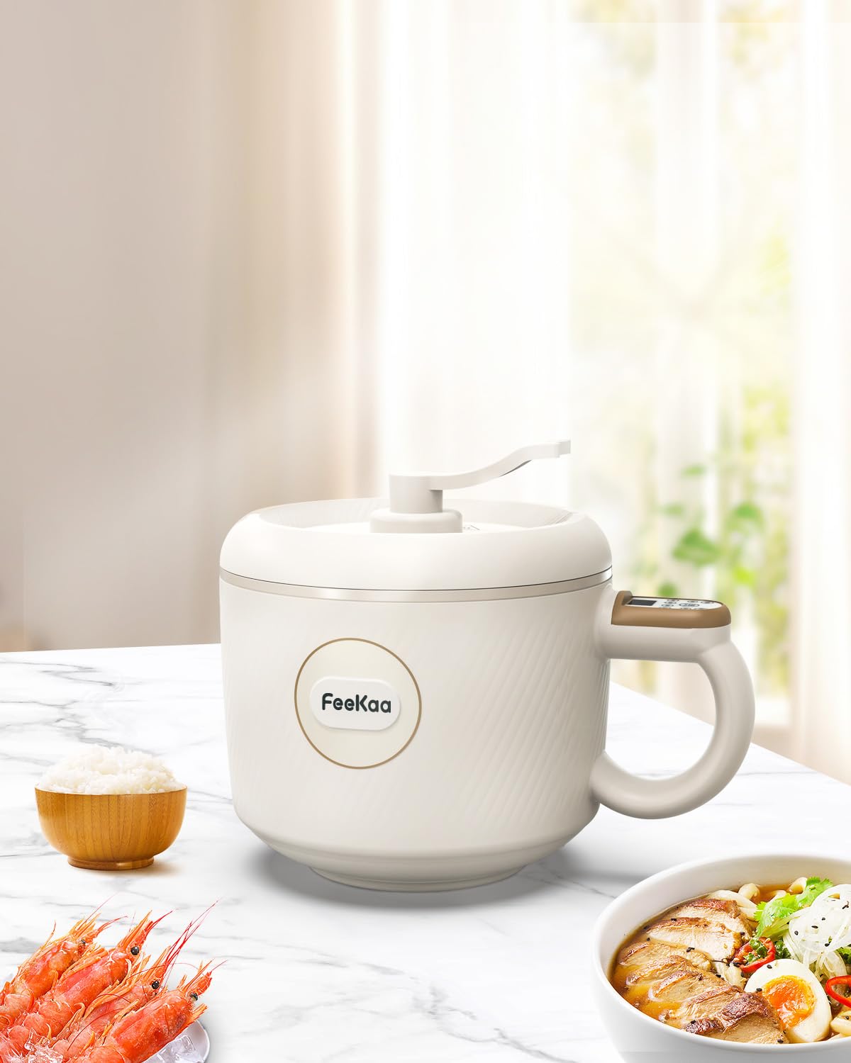 Feekaa Rice Cooker, Poetable Rice Cooker Small 1.2L, Mini Removable Electric Rice Cooker for 1-2 people, 6 Modes Rice Cooker for White Rice, Brown Rice, Stew, Ramen, Porridge, Hot Pot