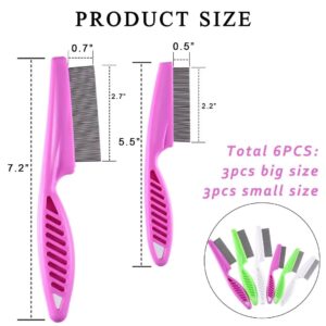 6 Pcs Flea Comb For Cats,Stainless Steel Dog Cat Grooming Combs with Rounded Teeth,Multifunctional Pet Lice Comb Tear Stain Removal,Pet Comb for Detangling and Dematting Face & Paws